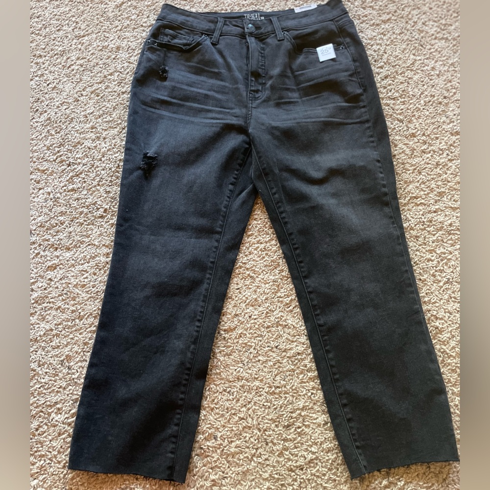 Time and Tru High Waist Cropped Distressed jeans